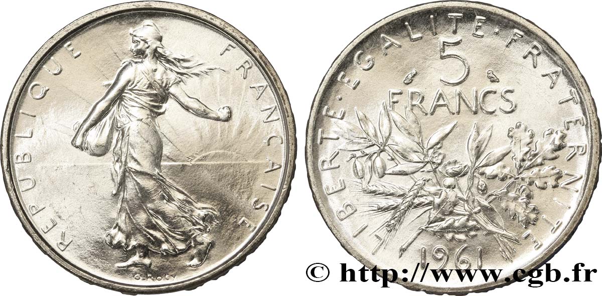 5 francs Semeuse, argent 1961 Paris F.340/5 SC63 