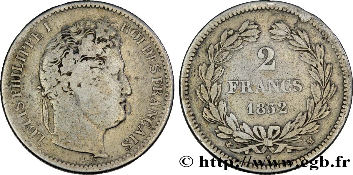 2 francs Louis-Philippe 1832 Toulouse F.260/12 TB18 