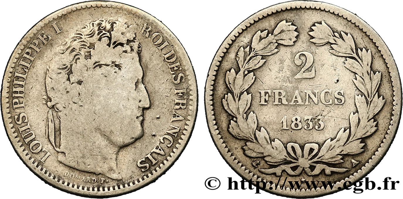 2 francs Louis-Philippe 1833 Paris F.260/17 VG10 