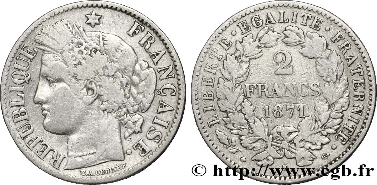 2 francs Cérès, avec légende 1871 Bordeaux F.265/7 BB40 