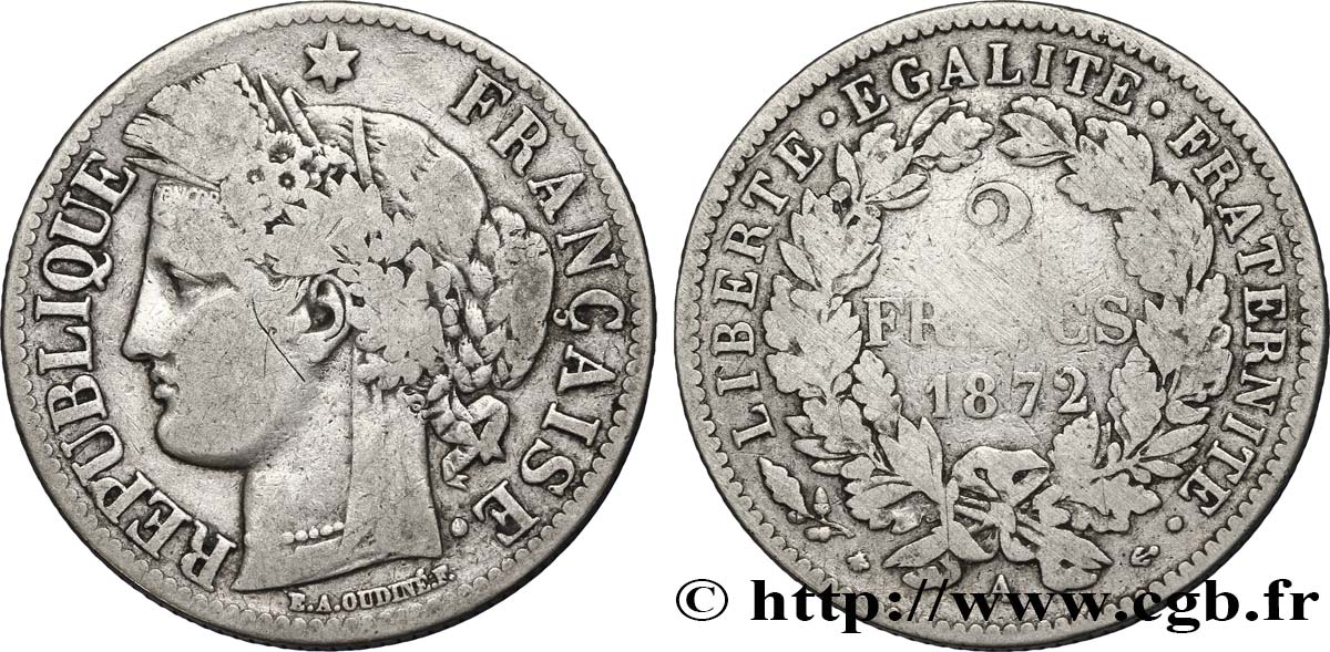 2 francs Cérès, avec légende 1872 Paris F.265/8 B12 
