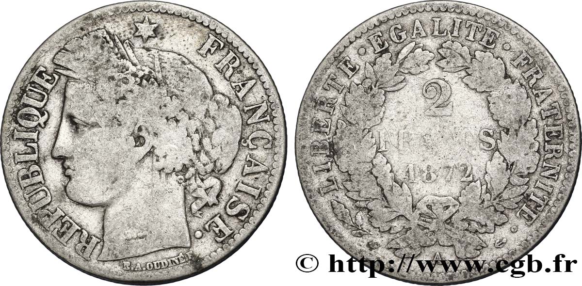 2 francs Cérès, avec légende 1872 Paris F.265/8 SGE12 