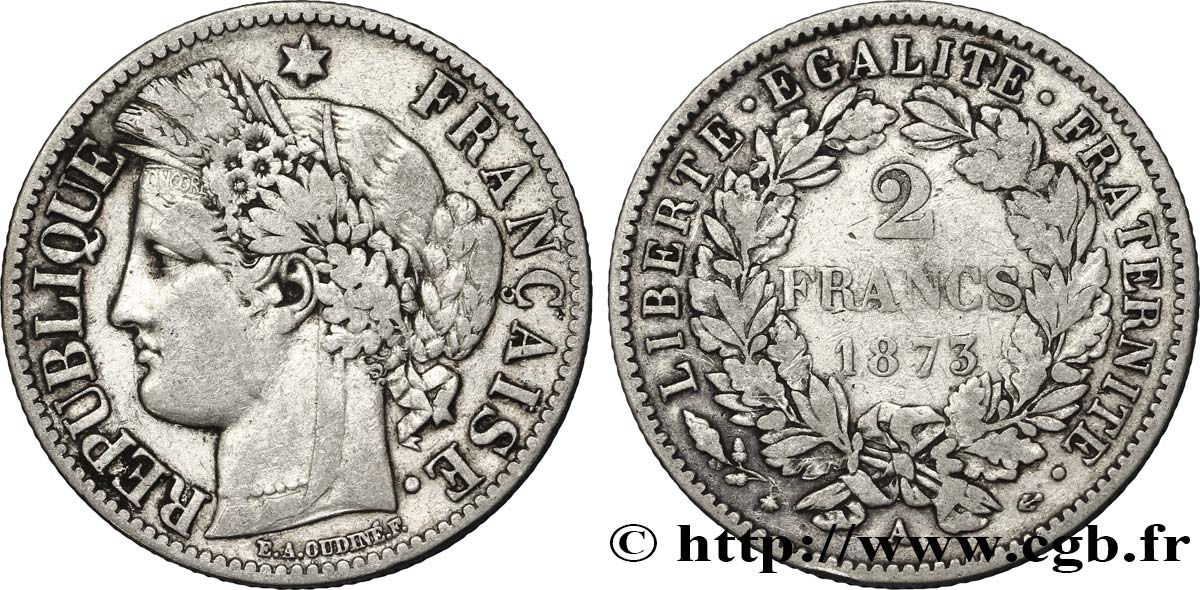 2 francs Cérès, avec légende 1873 Paris F.265/10 S30 