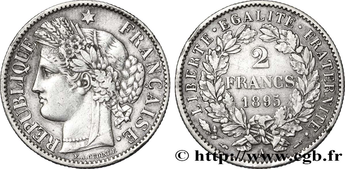 2 francs Cérès, avec légende 1895 Paris F.265/17 XF45 