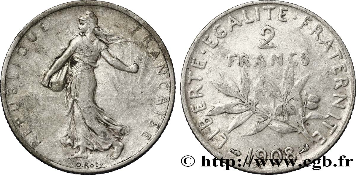 2 francs Semeuse 1908  F.266/10 MB30 