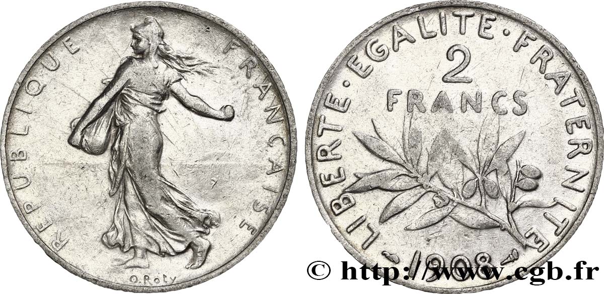 2 francs Semeuse 1908  F.266/10 MB15 