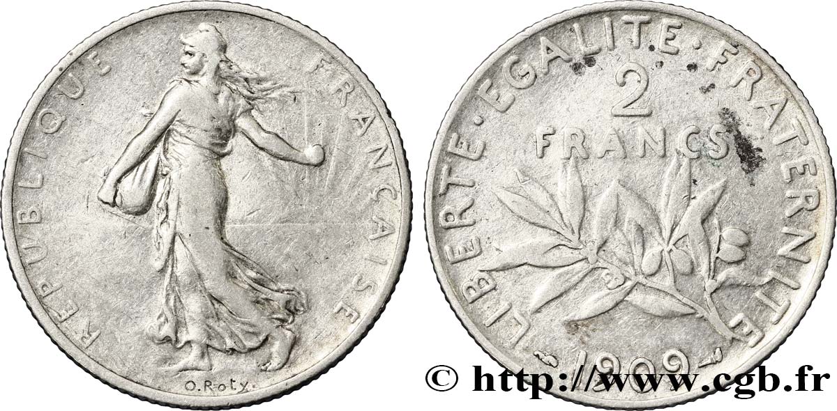 2 francs Semeuse 1909  F.266/11 SS40 