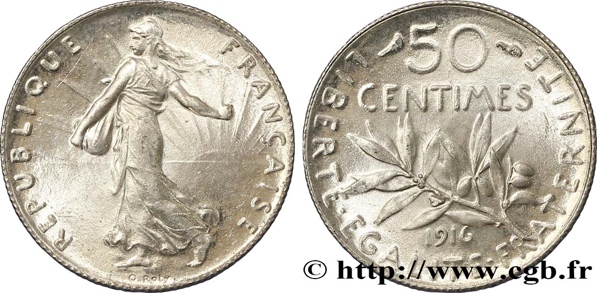 50 centimes Semeuse 1916  F.190/23 SPL63 