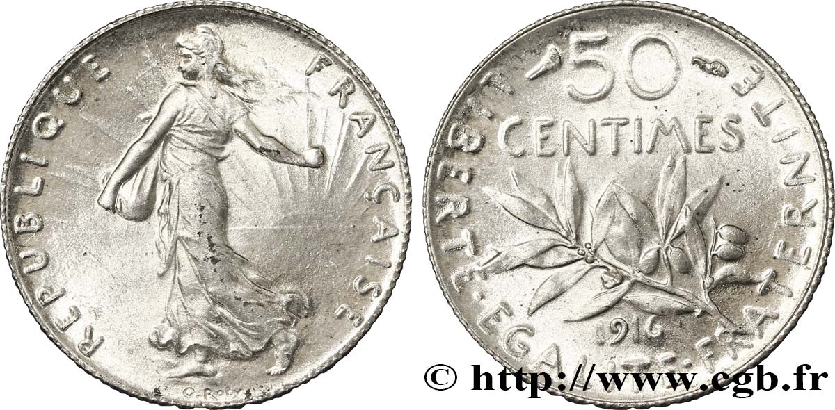 50 centimes Semeuse 1916  F.190/23 MS63 