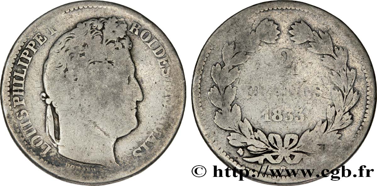 2 francs Louis-Philippe 1833 Bordeaux F.260/22 VG8 