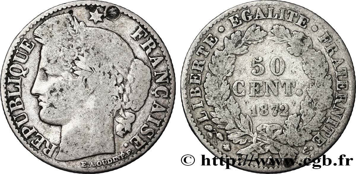 50 centimes Cérès, IIIe République 1872 Paris F.189/3 SGE12 