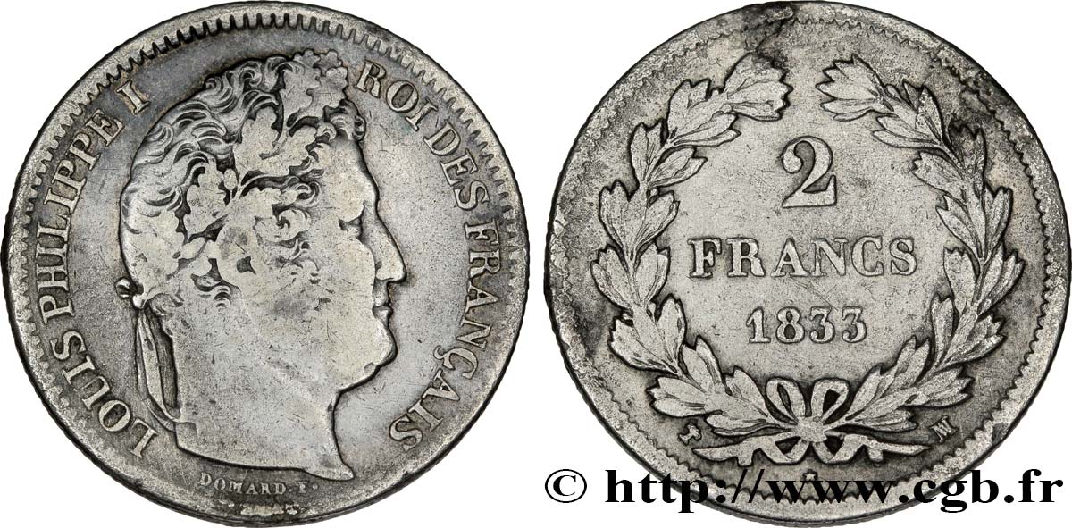 2 francs Louis-Philippe 1833 Marseille F.260/25 TB25 