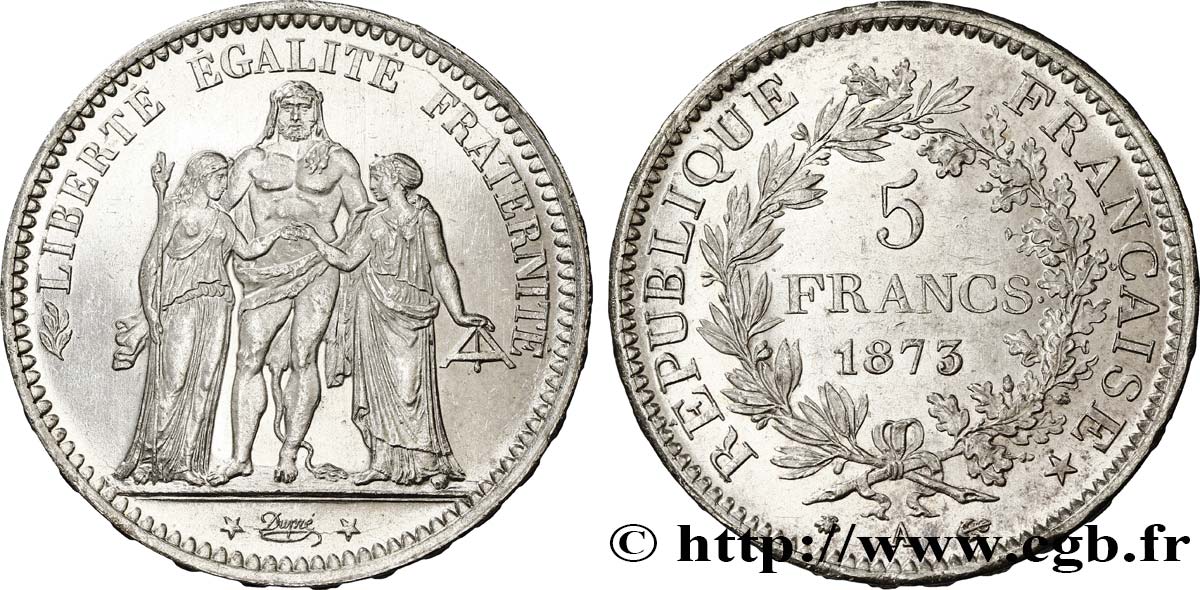 5 francs Hercule 1873 Paris F.334/9 SC63 