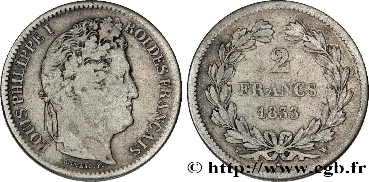 2 francs Louis-Philippe 1833 Lille F.260/28 TB22 