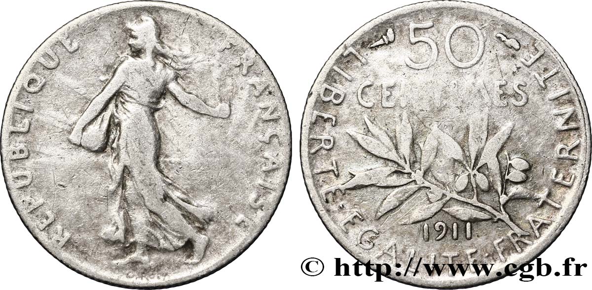 50 centimes Semeuse 1911  F.190/18 BC28 