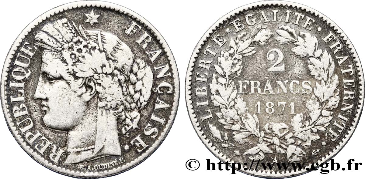 2 francs Cérès, avec légende 1871 Paris F.265/4 BC25 