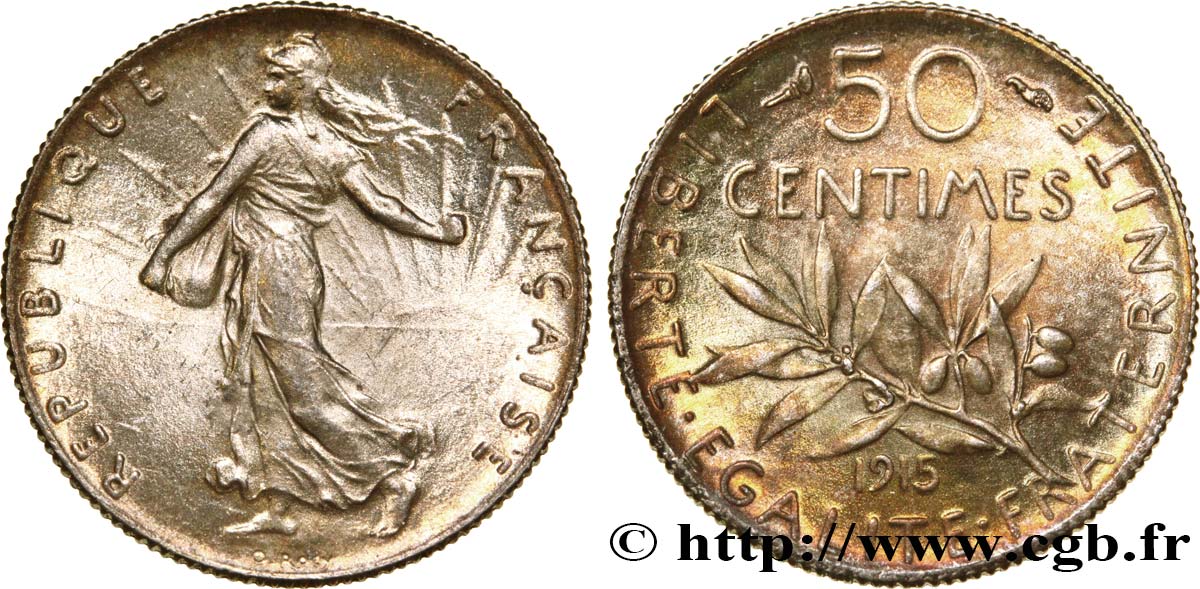 50 centimes Semeuse 1915 Paris F.190/22 SPL63 