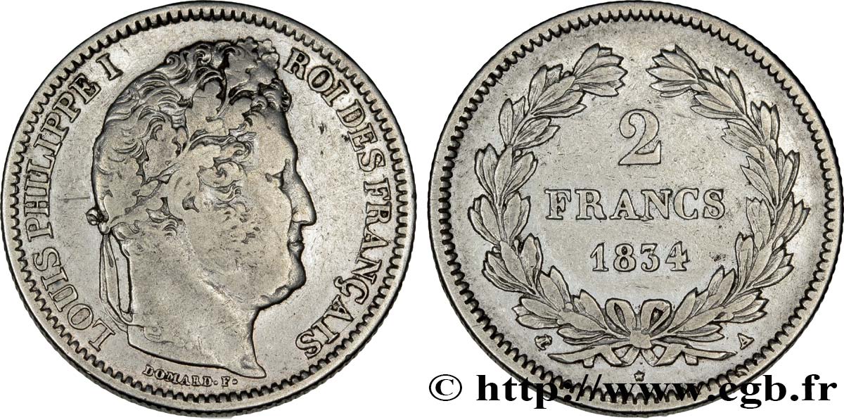 2 francs Louis-Philippe 1834 Paris F.260/29 BC25 