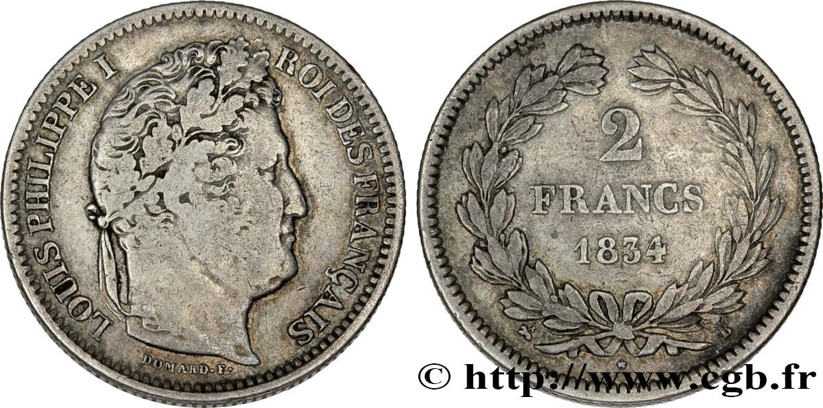 2 francs Louis-Philippe 1834 Rouen F.260/30 TB22 