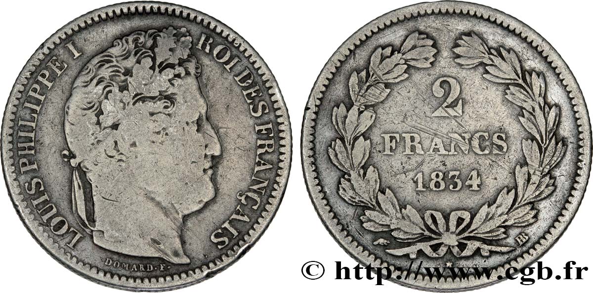 2 francs Louis-Philippe 1834 Strasbourg F.260/31 BC22 
