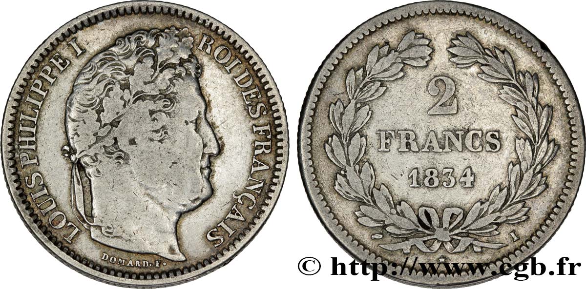 2 francs Louis-Philippe 1834 Limoges F.260/34 TB25 