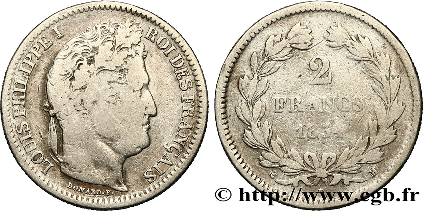 2 francs Louis-Philippe 1834 Toulouse F.260/37 B8 