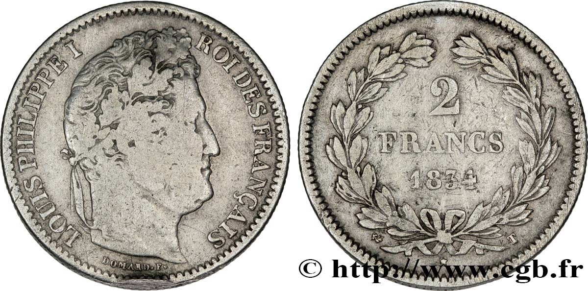 2 francs Louis-Philippe 1834 Nantes F.260/40 S15 