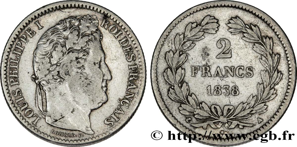 2 francs Louis-Philippe 1838 Paris F.260/65 MBC40 