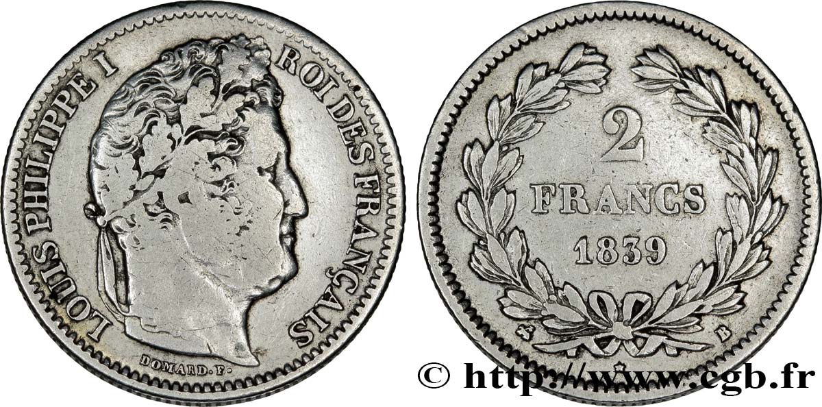 2 francs Louis-Philippe 1839 Rouen F.260/71 TB28 