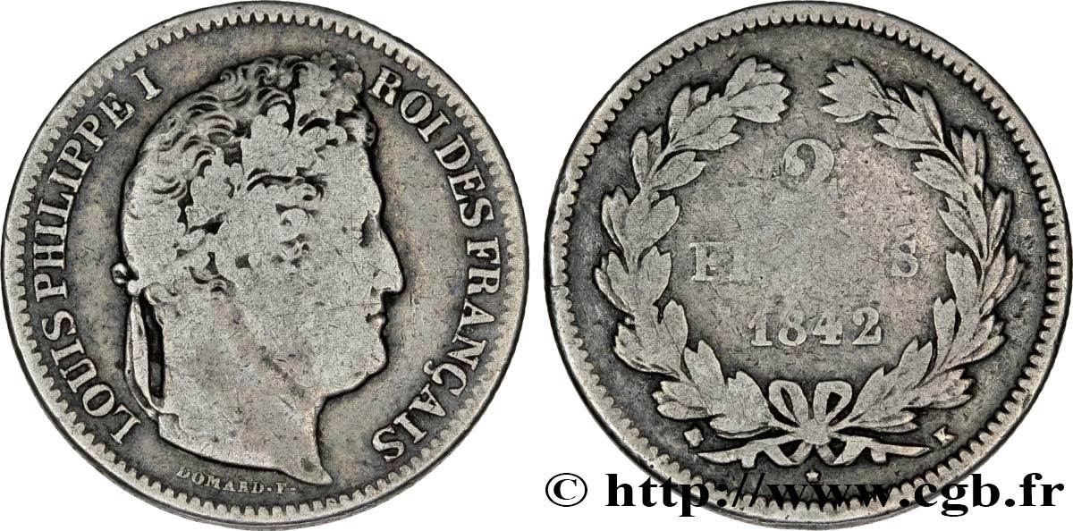 2 francs Louis-Philippe 1842 Bordeaux F.260/90 BC22 