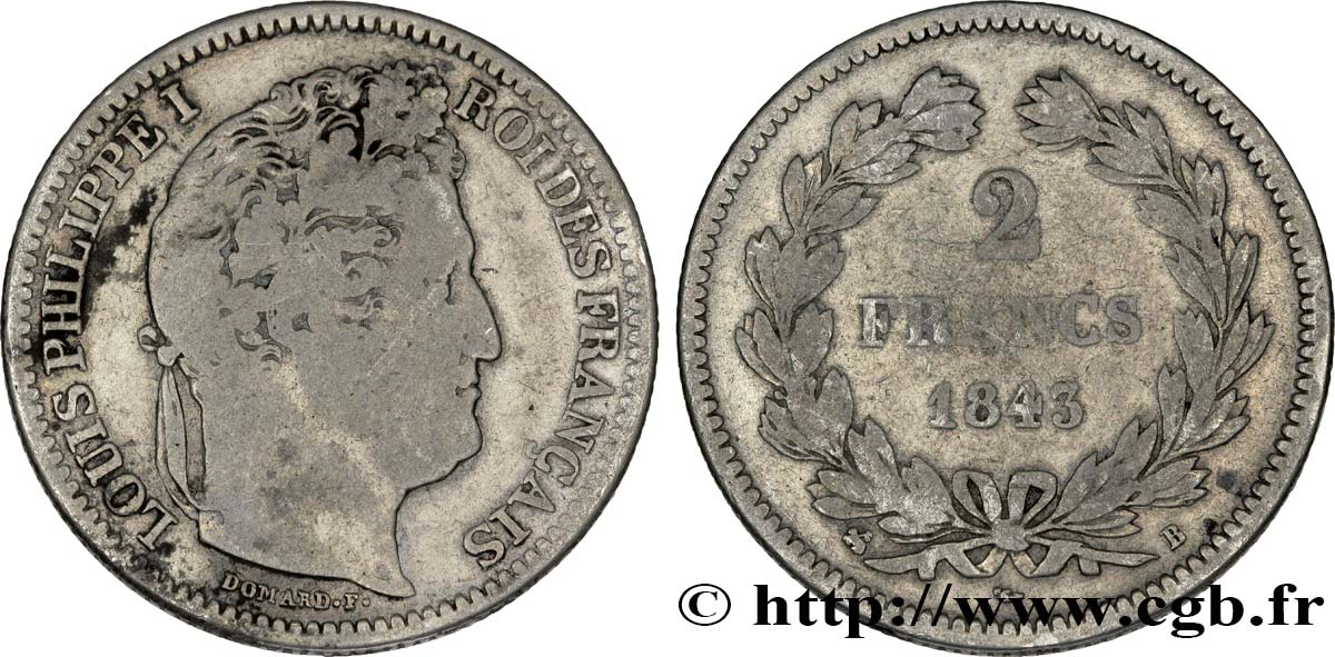 2 francs Louis-Philippe 1843 Rouen F.260/93 SGE12 