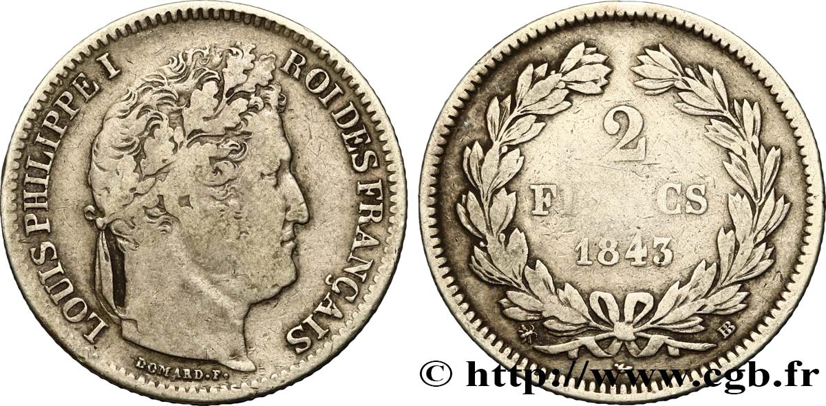 2 francs Louis-Philippe 1843 Strasbourg F.260/94 S18 