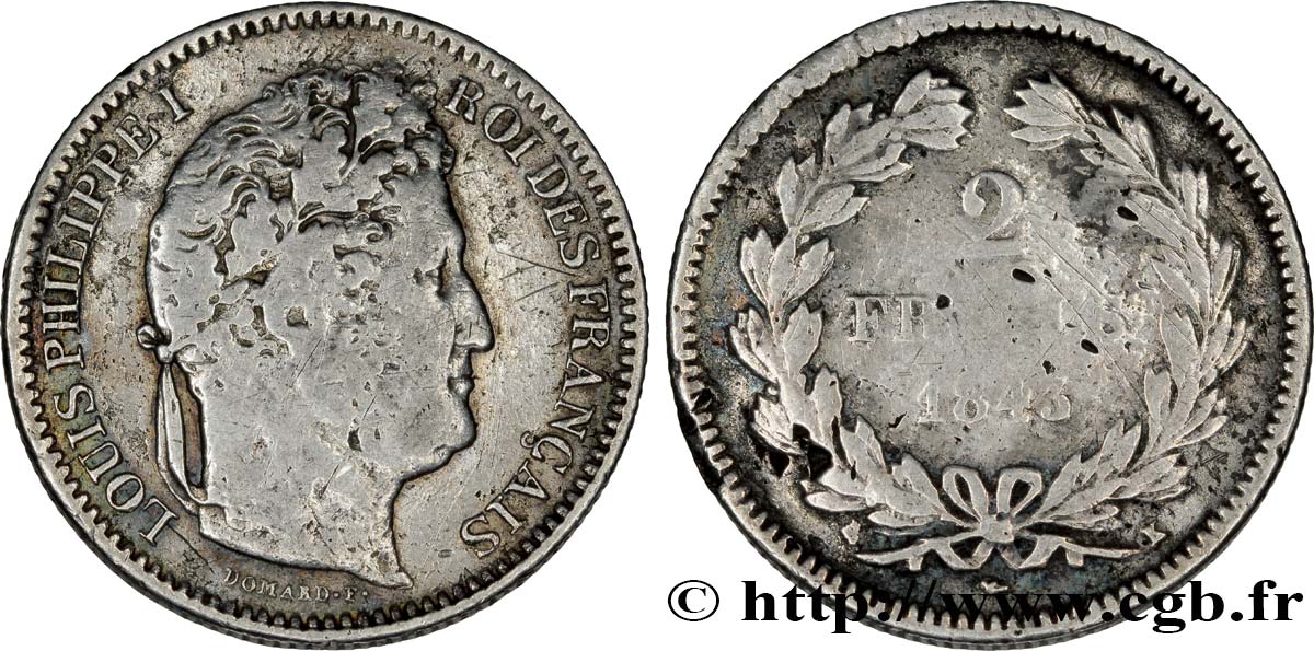 2 francs Louis-Philippe 1843 Bordeaux F.260/95 MB15 