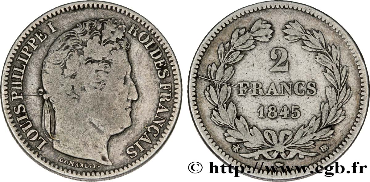 2 francs Louis-Philippe 1845 Strasbourg F.260/105 TB18 