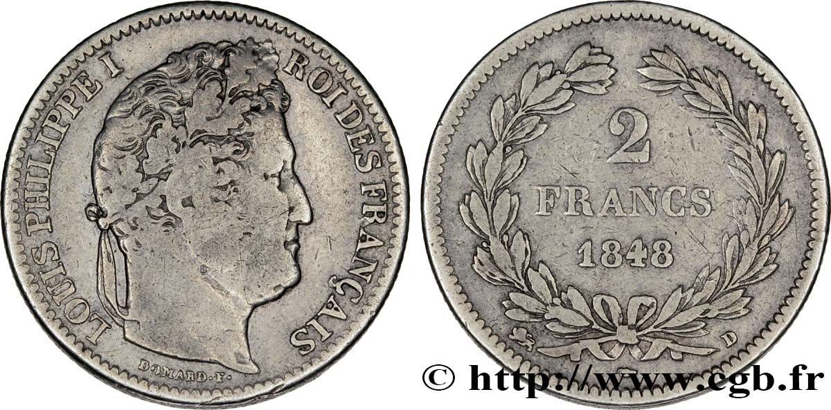 2 francs Louis-Philippe 1848 Lyon F.260/117 TB25 