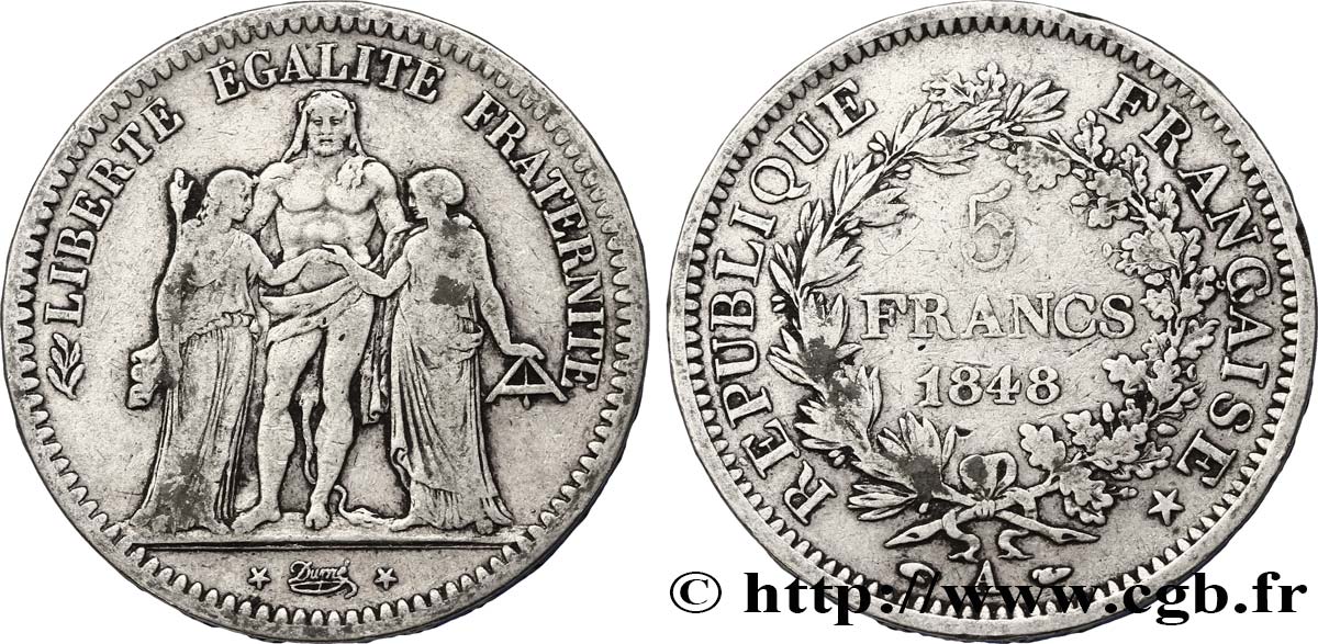 5 francs Hercule, IIe République 1848 Paris F.326/1 MB25 