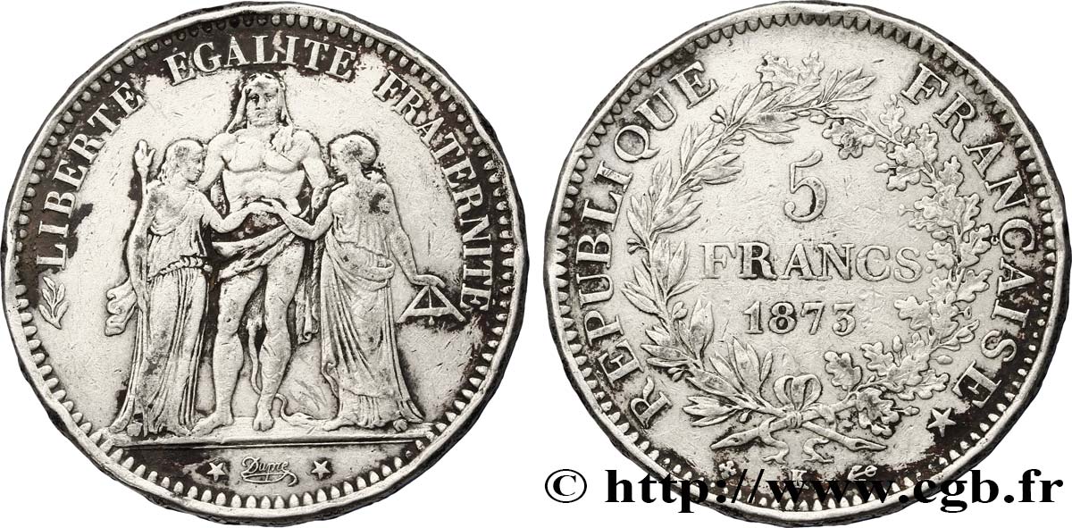 5 francs Hercule 1873 Bordeaux F.334/11 TB25 