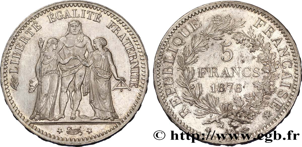 5 francs Hercule 1876 Paris F.334/17 MBC52 