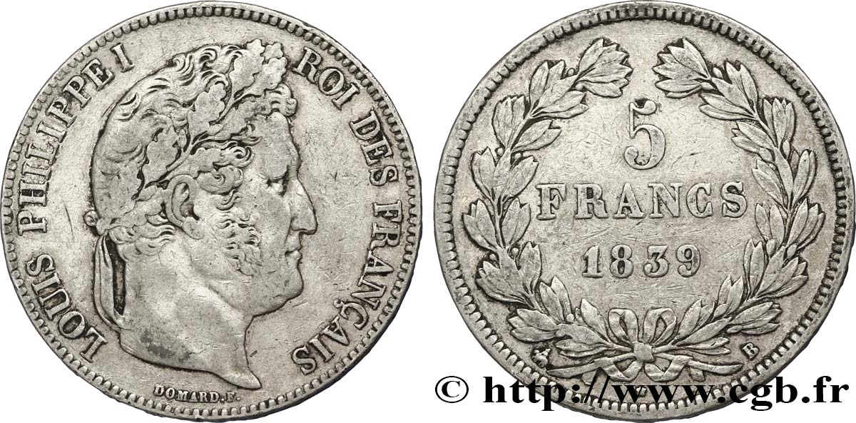 5 francs IIe type Domard 1839 Rouen F.324/76 MB35 