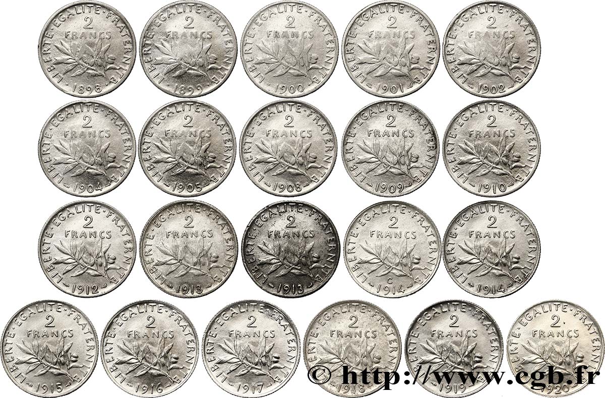 Série quasi complète de 2 francs Semeuse - - F.266/- MB/SPL 