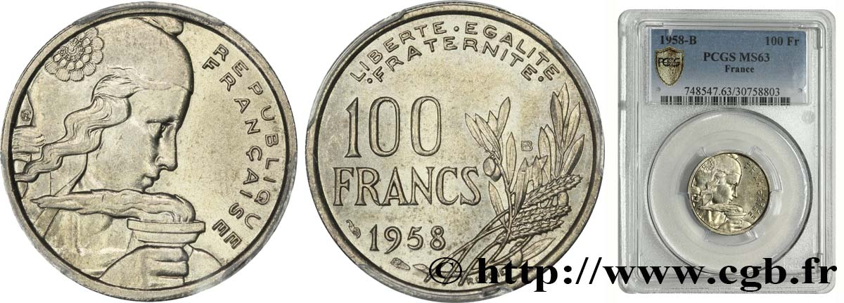 100 francs Cochet 1958 Beaumont-Le-Roger F.450/14 SC63 PCGS