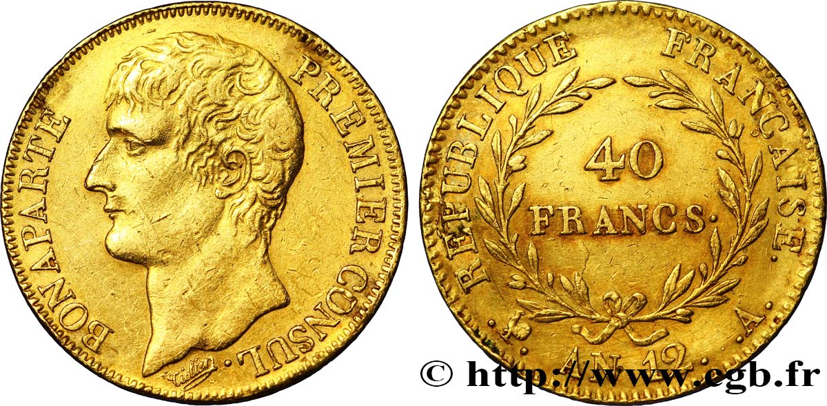 40 francs or Bonaparte Premier Consul 1804 Paris F.536/5 MBC48 