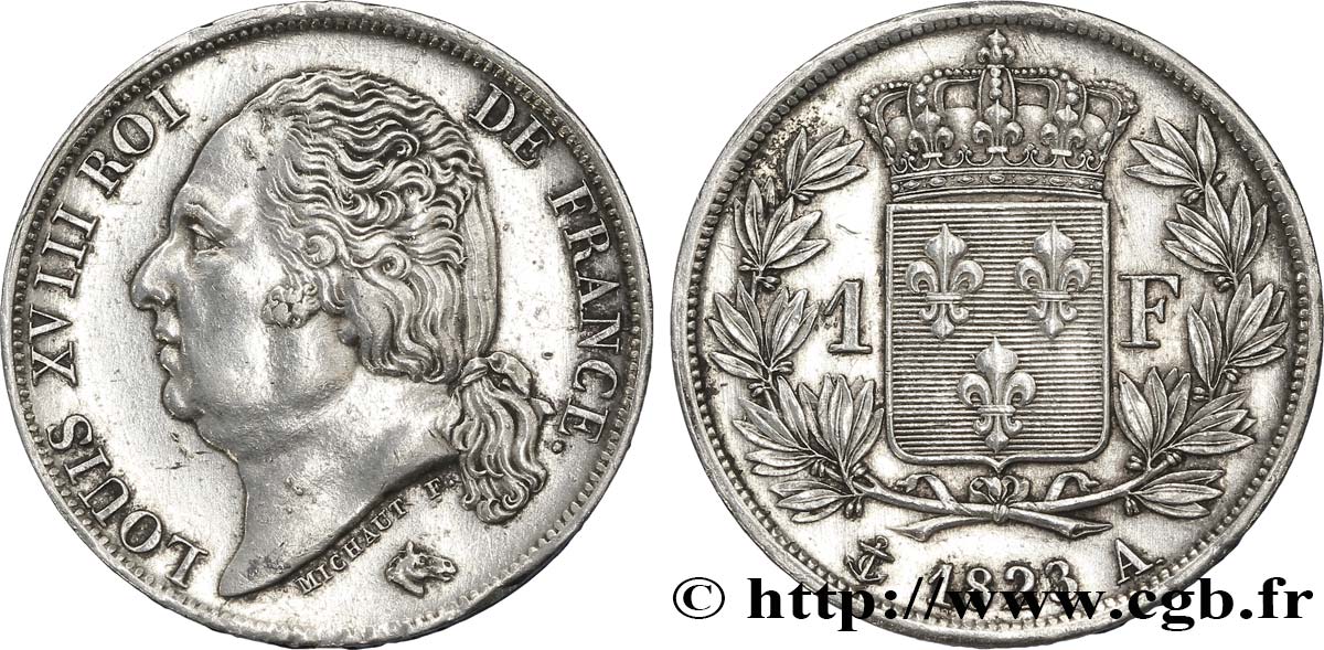 1 franc Louis XVIII 1823 Paris F.206/45 SPL 