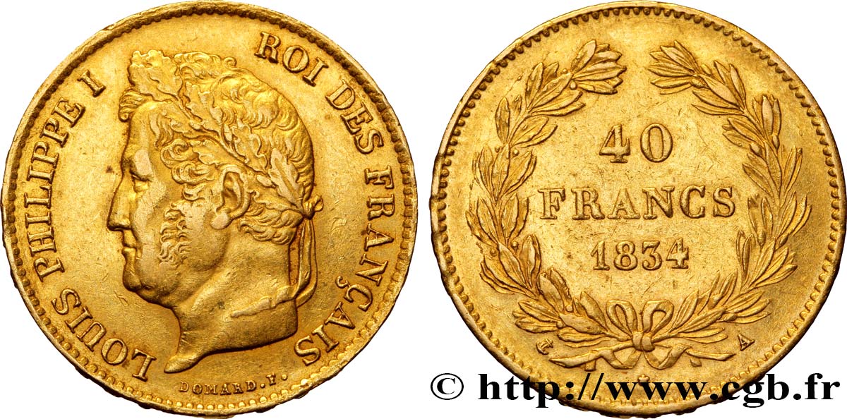 40 francs or Louis-Philippe 1834 Paris F.546/6 TTB45 