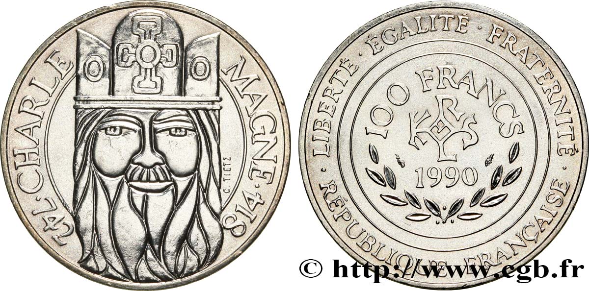 100 francs Charlemagne 1990  F.458/2 SUP62 