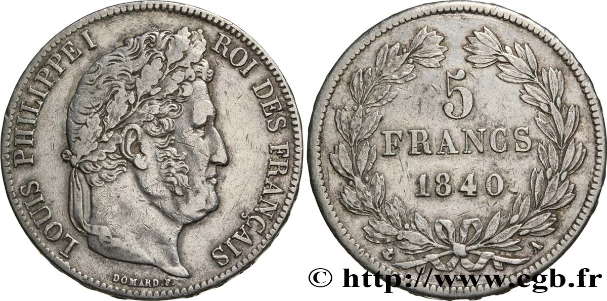 5 francs IIe type Domard 1840 Paris F.324/83 TB35 