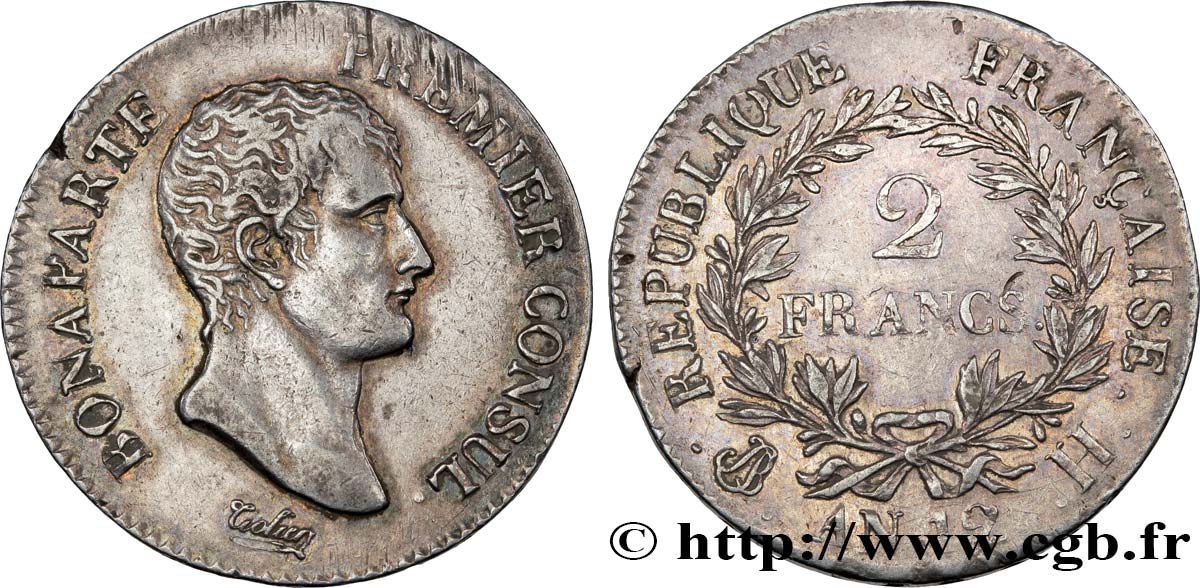 2 francs Bonaparte Premier Consul 1804 La Rochelle F.250/5 AU52 