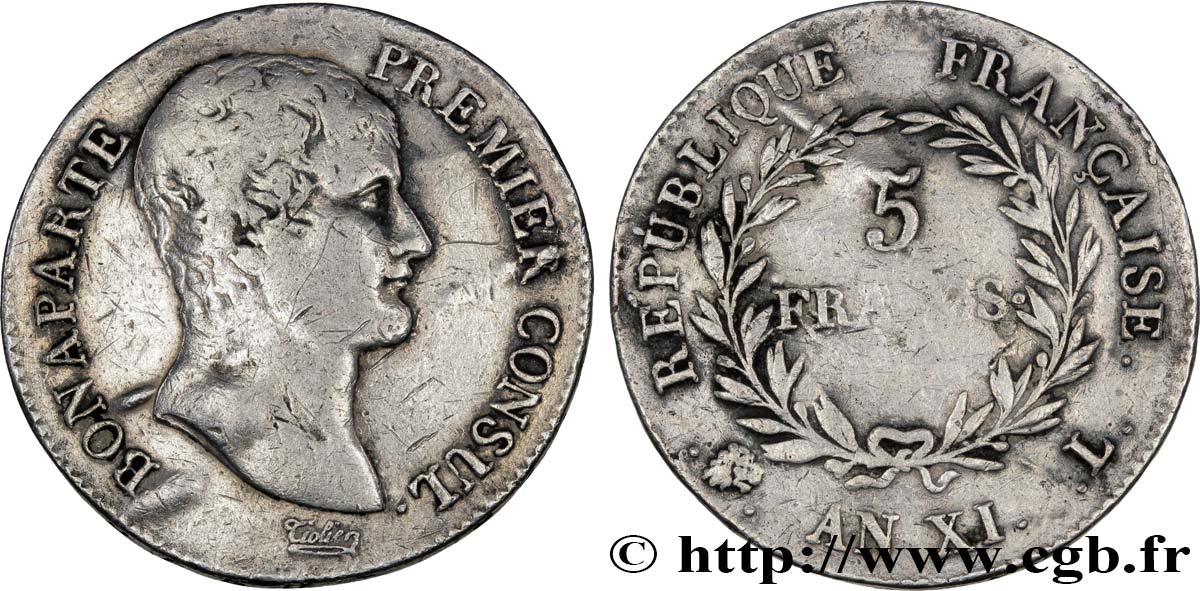 5 francs Bonaparte Premier Consul 1803 Bayonne F.301/4 RC12 