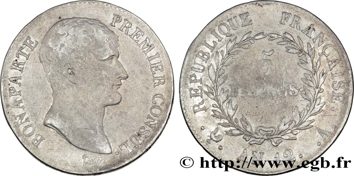 5 francs Bonaparte Premier Consul 1804 Paris F.301/9 B12 