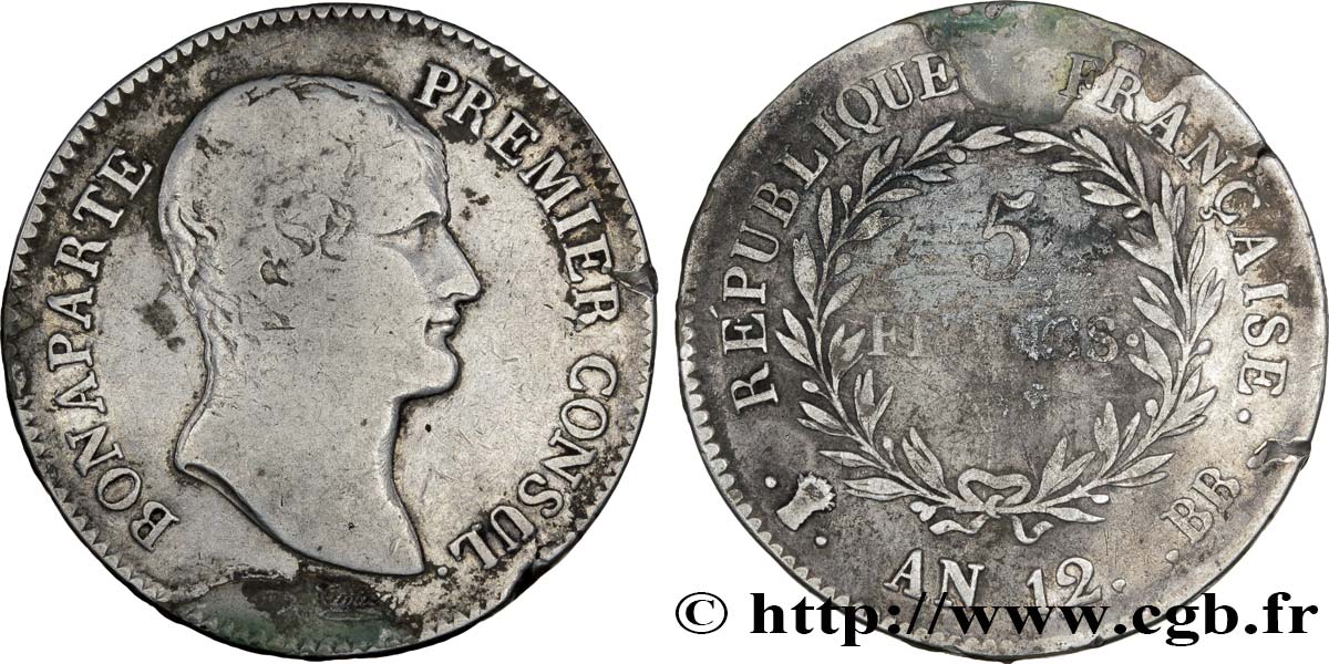 5 francs Bonaparte Premier Consul 1804 Strasbourg F.301/12 RC12 